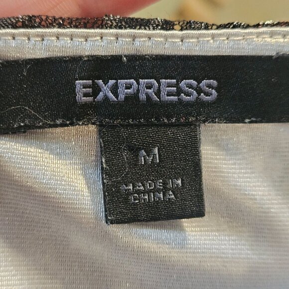 Express Women’s Lace Black Top M Lacecore Coquette Romantic Core Whimsygoth - Picture 8 of 13